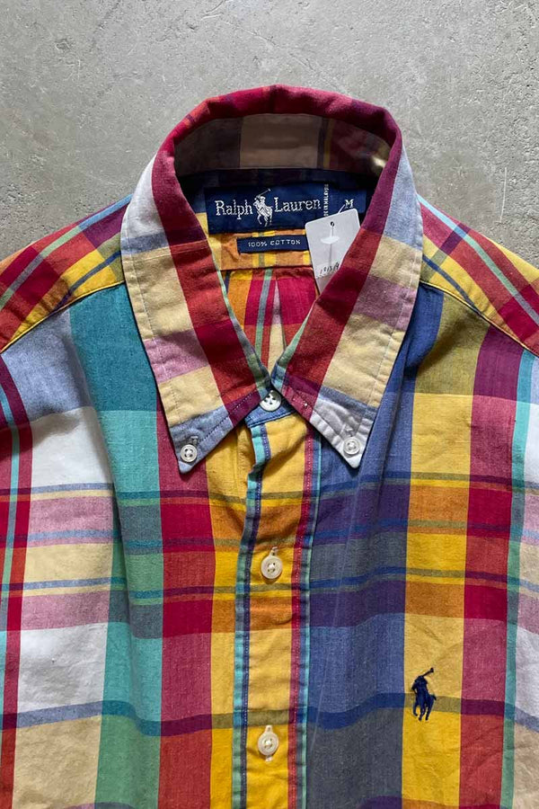 90's L/S BD CHECK SHIRT / MULTI [SIZE: M USED]