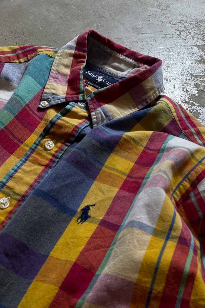 90's L/S BD CHECK SHIRT / MULTI [SIZE: M USED]
