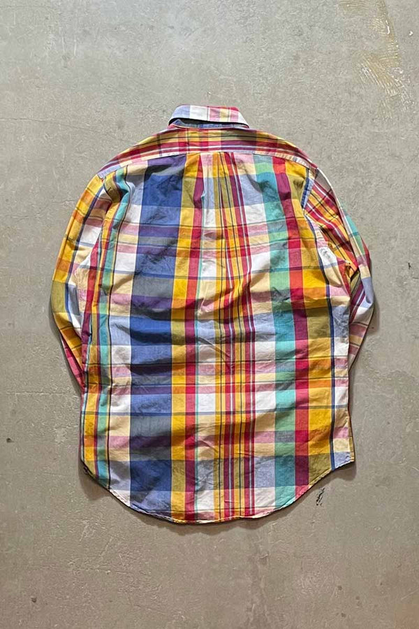 90's L/S BD CHECK SHIRT / MULTI [SIZE: M USED]