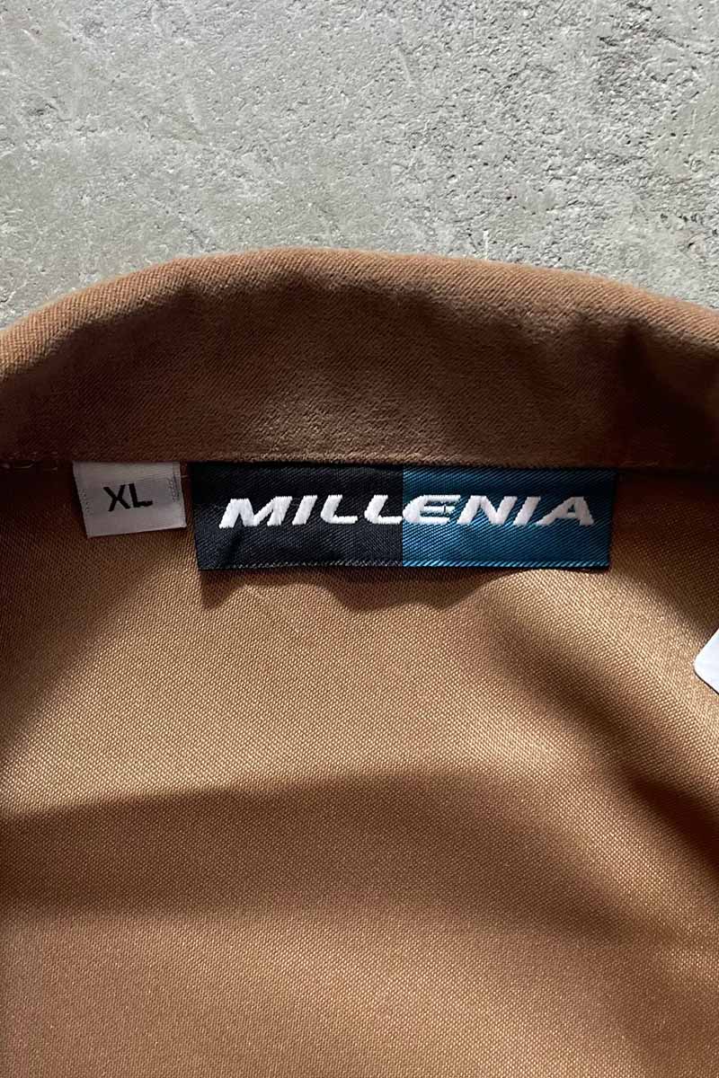 90'S L/S VEGAN SUEDE OPEN COLLAR DESIGN CHECK SHIRT / BEIGE [SIZE: XL USED]