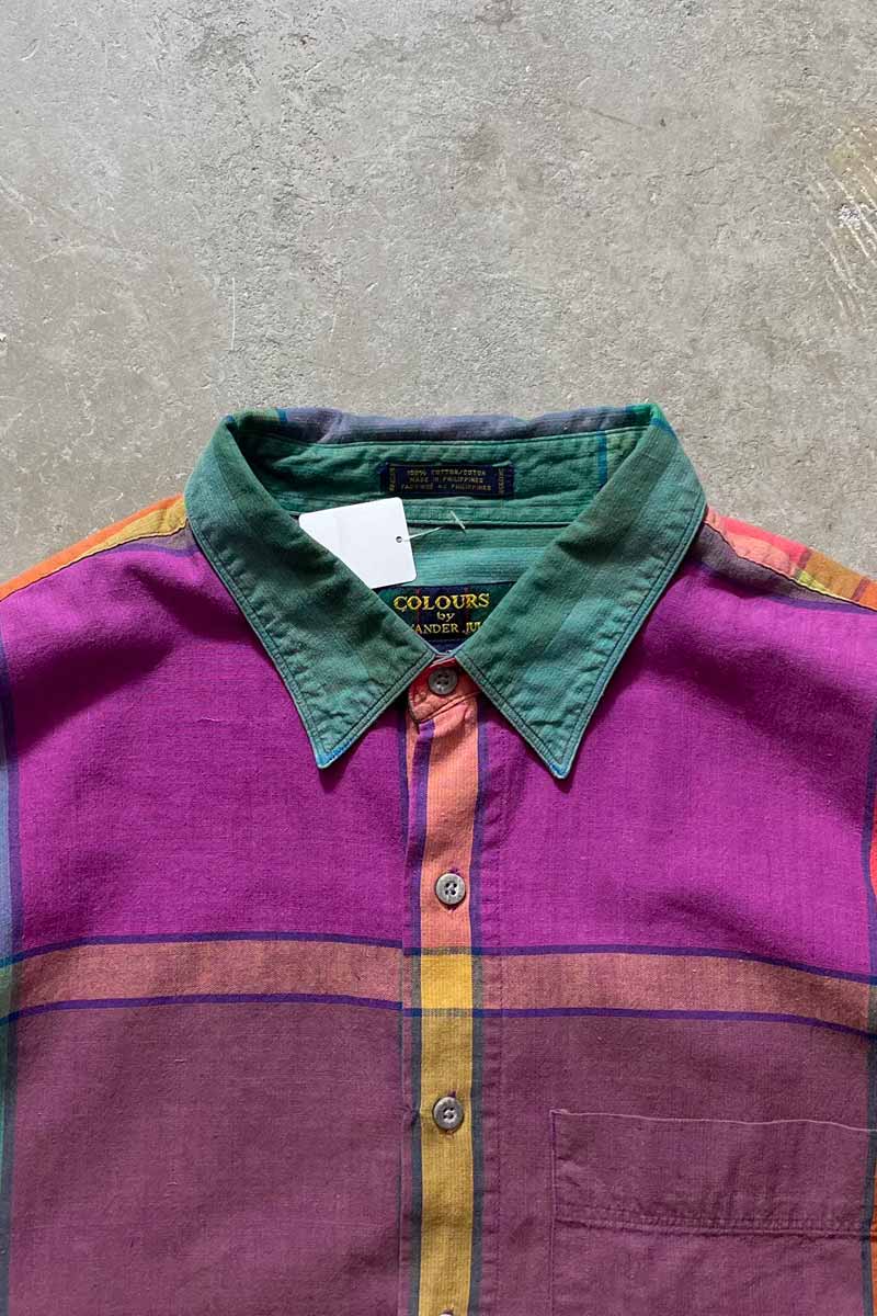 L/S CRAZY PATTERN COTTON CHECK SHIRT / MULTI [SIZE: XL USED]