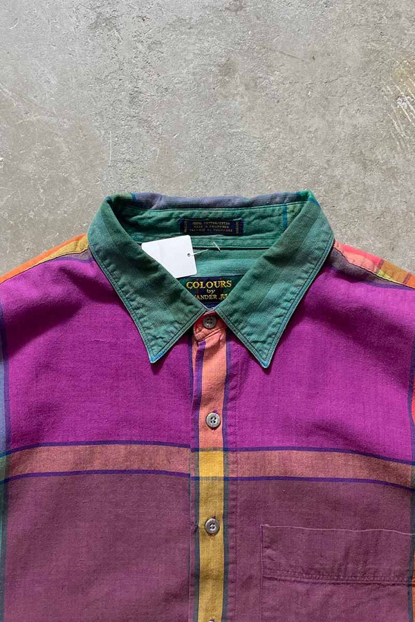 L/S CRAZY PATTERN COTTON CHECK SHIRT / MULTI [SIZE: XL USED]