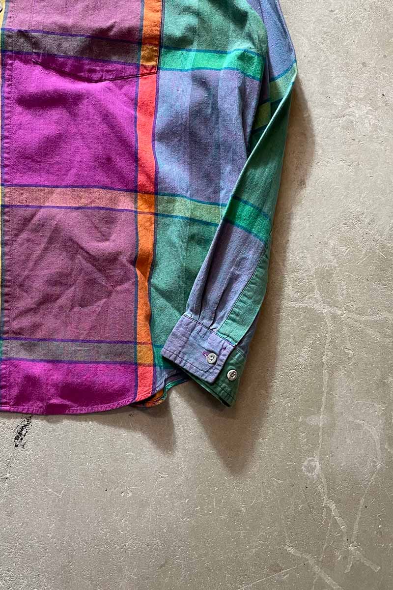 L/S CRAZY PATTERN COTTON CHECK SHIRT / MULTI [SIZE: XL USED]