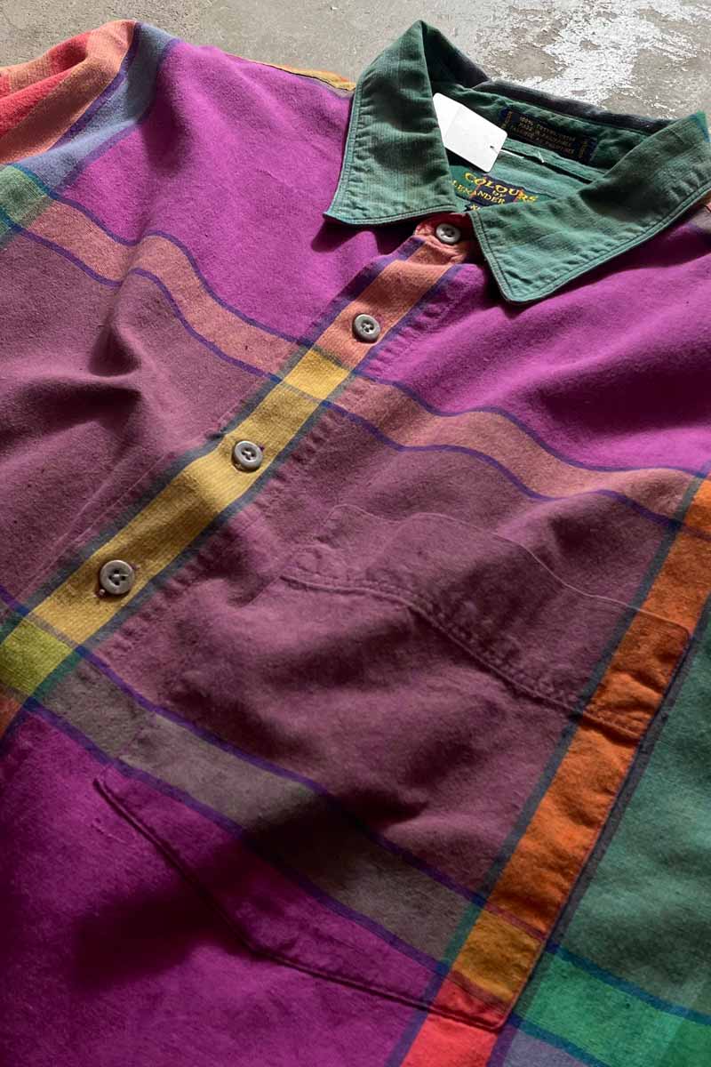 L/S CRAZY PATTERN COTTON CHECK SHIRT / MULTI [SIZE: XL USED]