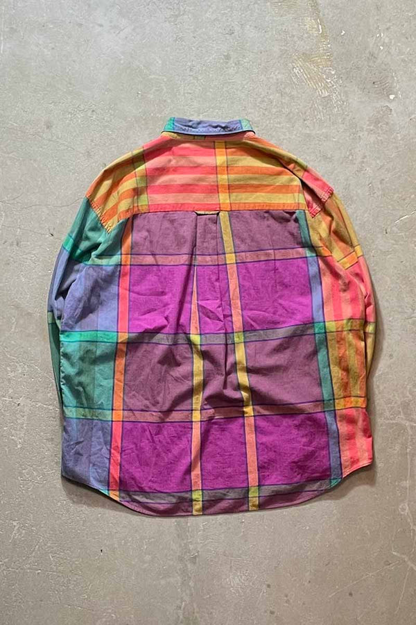 L/S CRAZY PATTERN COTTON CHECK SHIRT / MULTI [SIZE: XL USED]