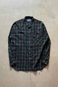 MADE IN USA 80'S L/S WOOL CHECK SHIRT / MULTI [SIZE: L USED]