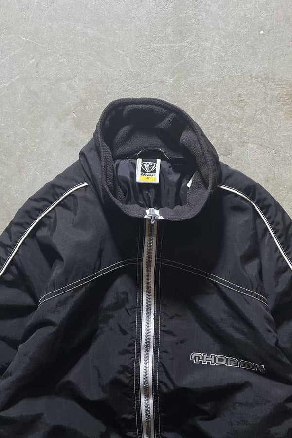Y2K EARLY 00'S ZIP UP NYLON JACKET / BLACK [SIZE: L USED]