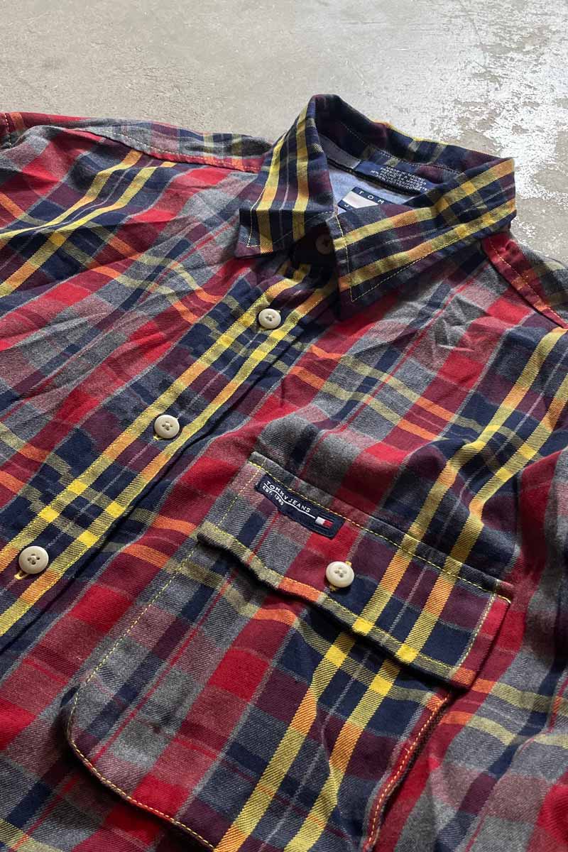 90'S L/S CHECK SHIRT / MULTI [SIZE: M USED]