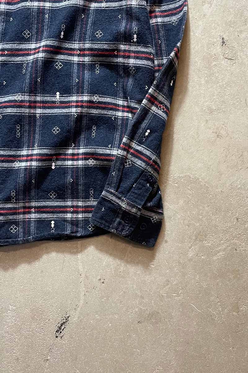 L/S CHECK SHIRT / NAVY [SIZE: M USED]