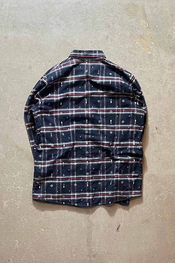 L/S CHECK SHIRT / NAVY [SIZE: M USED]