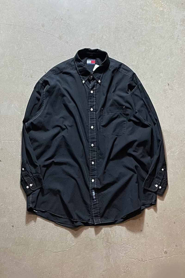 90'S GARMENT DYED L/S BD SHIRT / BLACK [SIZE: L USED]