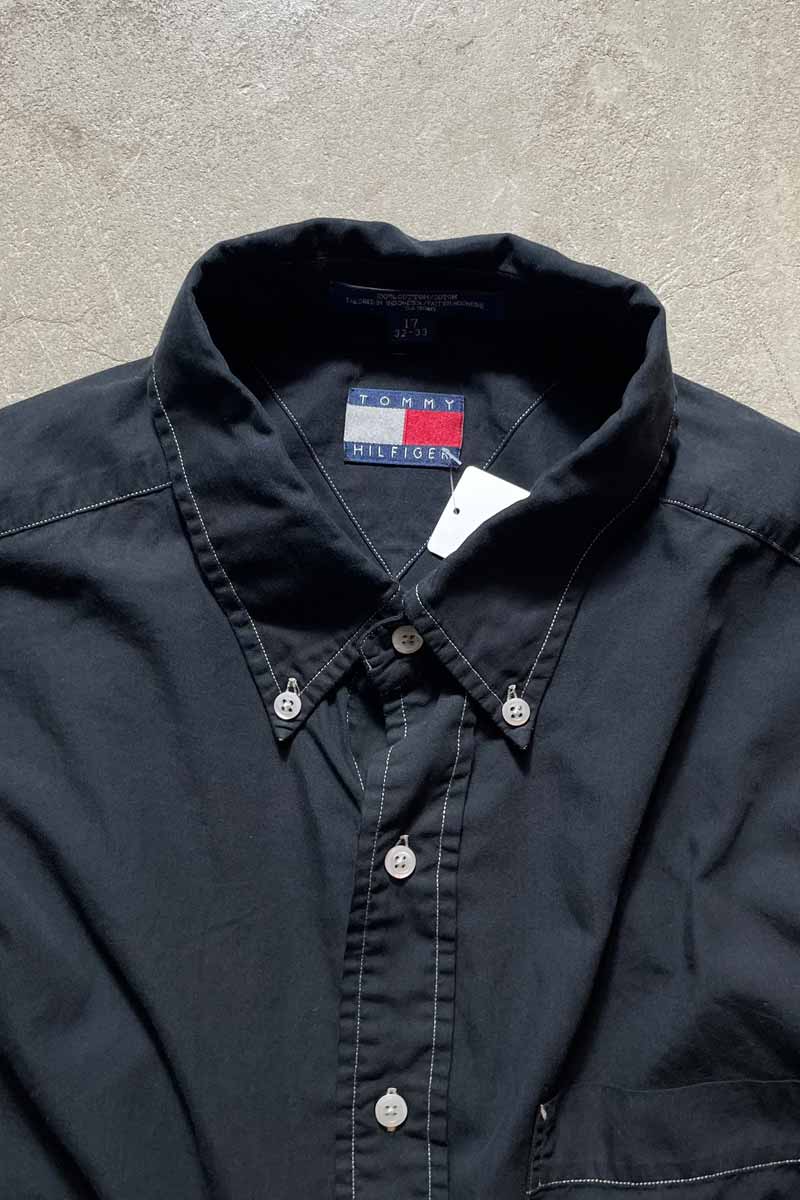 90'S GARMENT DYED L/S BD SHIRT / BLACK [SIZE: L USED]