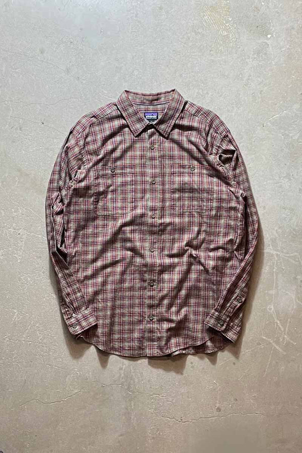 L/S CHECK ORGANIC COTTON SHIRT / KHAKI [SIZE: L USED]