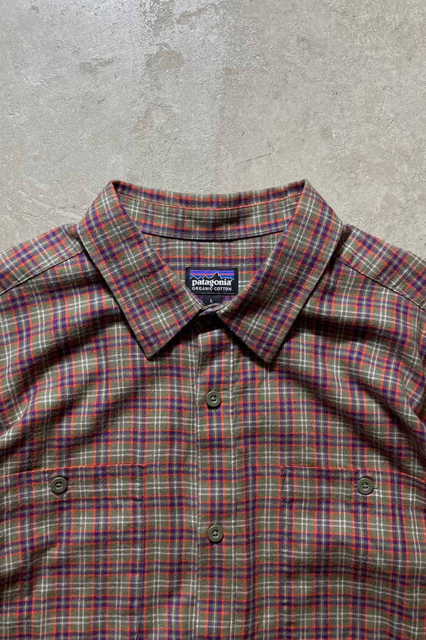 L/S CHECK ORGANIC COTTON SHIRT / KHAKI [SIZE: L USED]