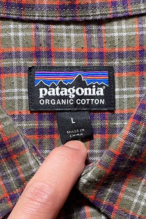 L/S CHECK ORGANIC COTTON SHIRT / KHAKI [SIZE: L USED]