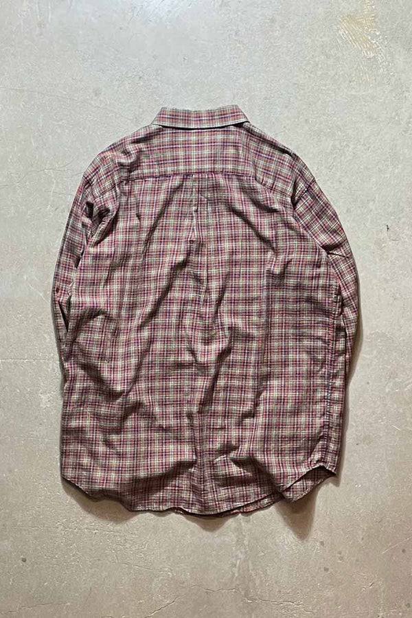 L/S CHECK ORGANIC COTTON SHIRT / KHAKI [SIZE: L USED]