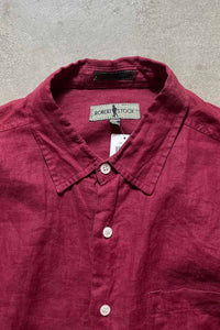 90'S L/S LINEN SHIRT / BURGUNDY [SIZE: M USED]