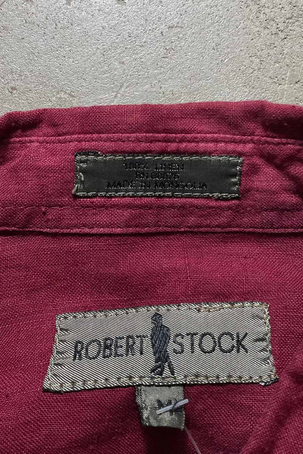 90'S L/S LINEN SHIRT / BURGUNDY [SIZE: M USED]