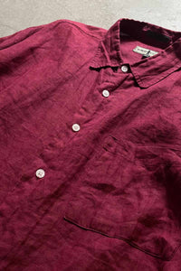 90'S L/S LINEN SHIRT / BURGUNDY [SIZE: M USED]