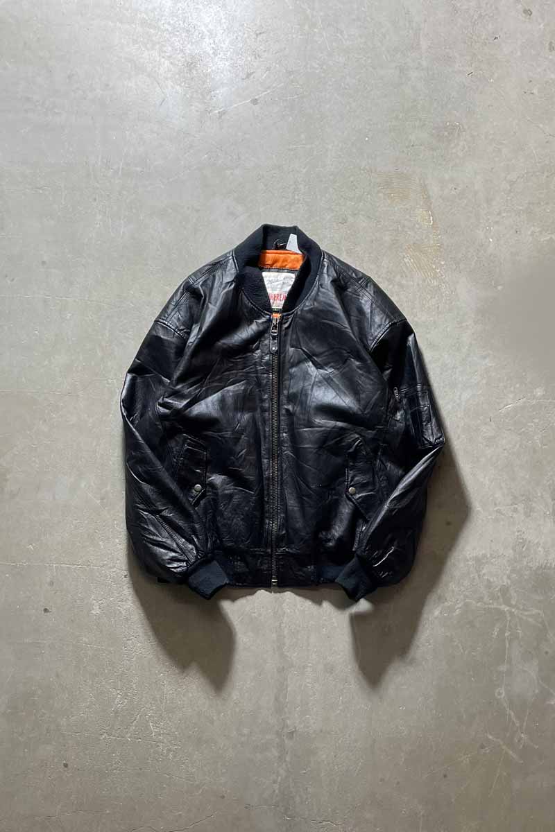 UNITED STATES MARINE CORPS MA-1 LEATHER JACKET / BLACK [SIZE: L USED]