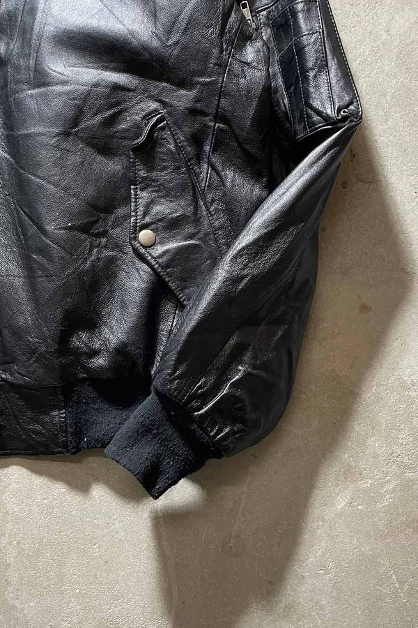 UNITED STATES MARINE CORPS MA-1 LEATHER JACKET / BLACK [SIZE: L USED]