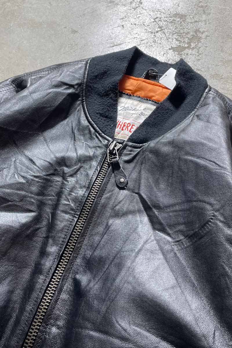 UNITED STATES MARINE CORPS MA-1 LEATHER JACKET / BLACK [SIZE: L USED]