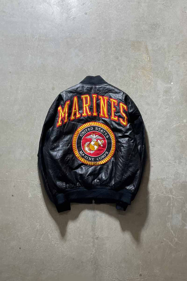 UNITED STATES MARINE CORPS MA-1 LEATHER JACKET / BLACK [SIZE: L USED]