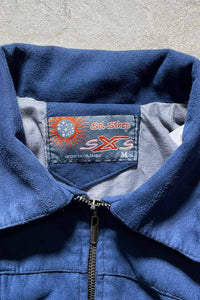 Y2K EARLY 00'S VEGAN SUEDE ZIP UP JACKET / NAVY [SIZE: M USED]