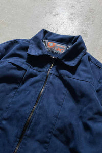 Y2K EARLY 00'S VEGAN SUEDE ZIP UP JACKET / NAVY [SIZE: M USED]