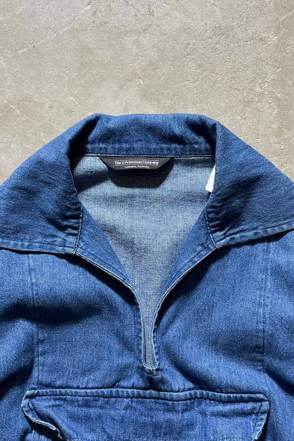 MADE IN USA 80'S SKIPPER PULLOVER DENIM JACKET / BLUE [SIZE: L USED]