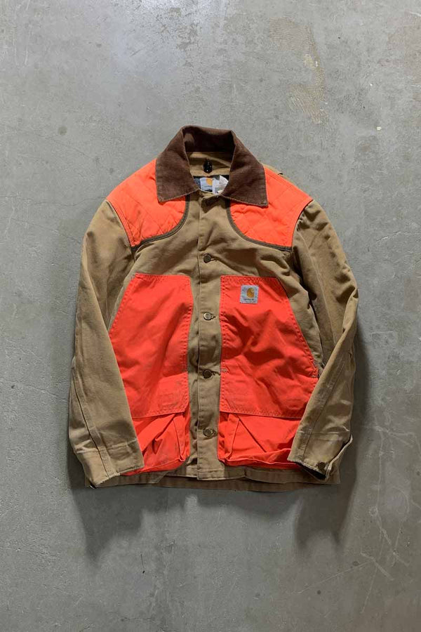 MADE IN USA 80'S CUSTOM DUCK JACKET W/ BLANKET LINER / BEIGE / ORANGE [SIZE: M USED]