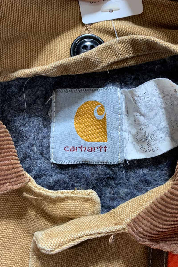 MADE IN USA 80'S CUSTOM DUCK JACKET W/ BLANKET LINER / BEIGE / ORANGE [SIZE: M USED]