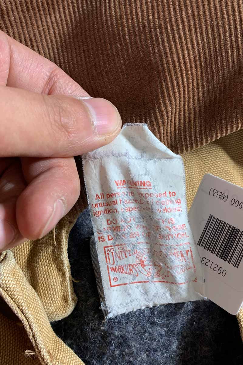 MADE IN USA 80'S CUSTOM DUCK JACKET W/ BLANKET LINER / BEIGE / ORANGE [SIZE: M USED]