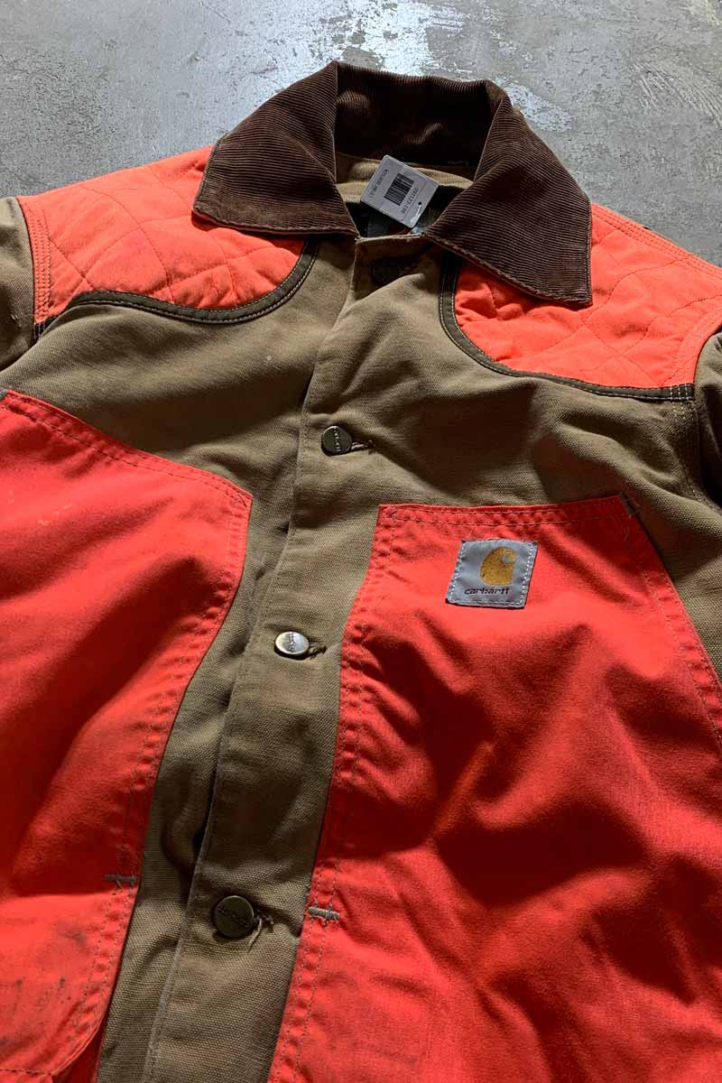 MADE IN USA 80'S CUSTOM DUCK JACKET W/ BLANKET LINER / BEIGE / ORANGE [SIZE: M USED]