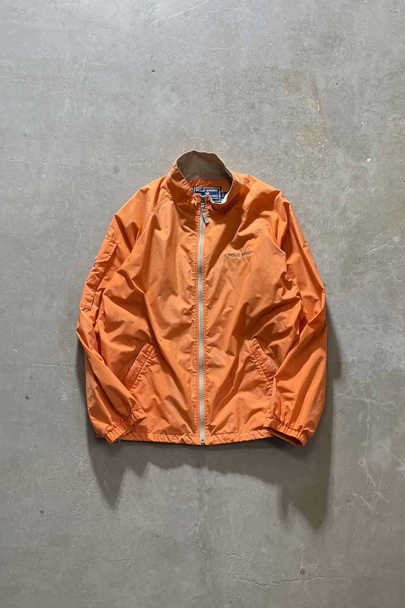 90'S ZIP UP NYLON JACKET / ORANGE [SIZE: XL USED]
