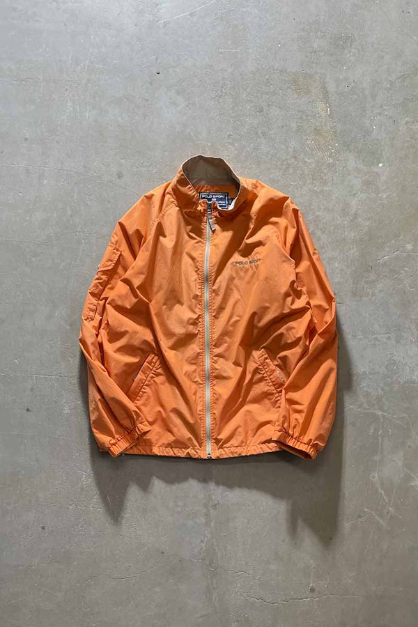90'S ZIP UP NYLON JACKET / ORANGE [SIZE: XL USED]
