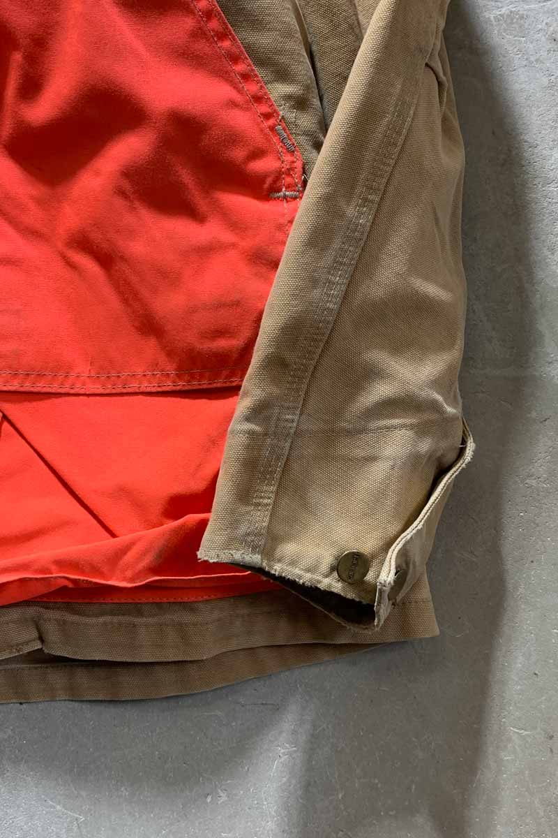 MADE IN USA 80'S CUSTOM DUCK JACKET W/ BLANKET LINER / BEIGE / ORANGE [SIZE: M USED]