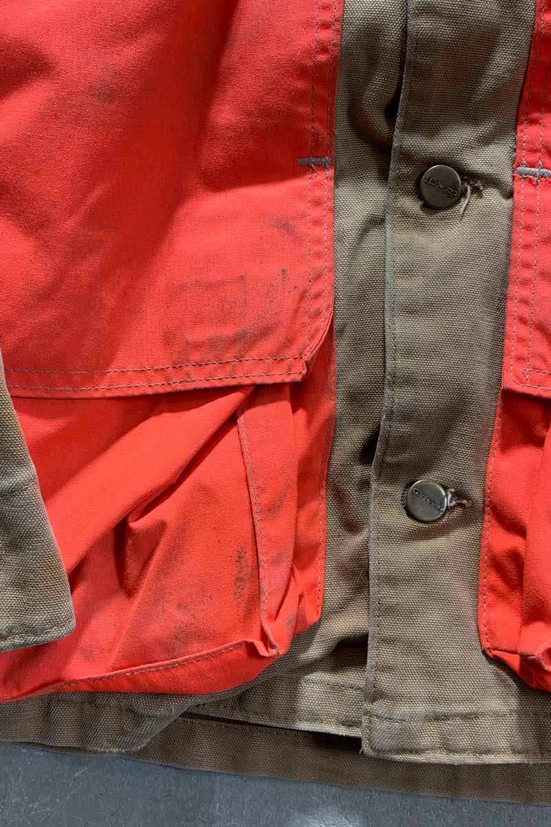 MADE IN USA 80'S CUSTOM DUCK JACKET W/ BLANKET LINER / BEIGE / ORANGE [SIZE: M USED]