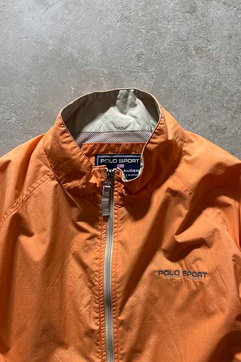 90'S ZIP UP NYLON JACKET / ORANGE [SIZE: XL USED]