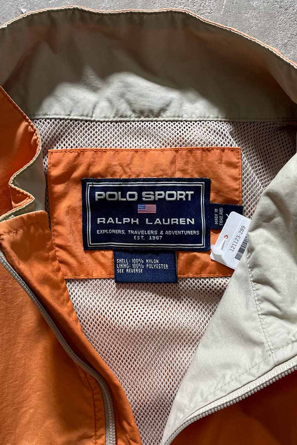 90'S ZIP UP NYLON JACKET / ORANGE [SIZE: XL USED]