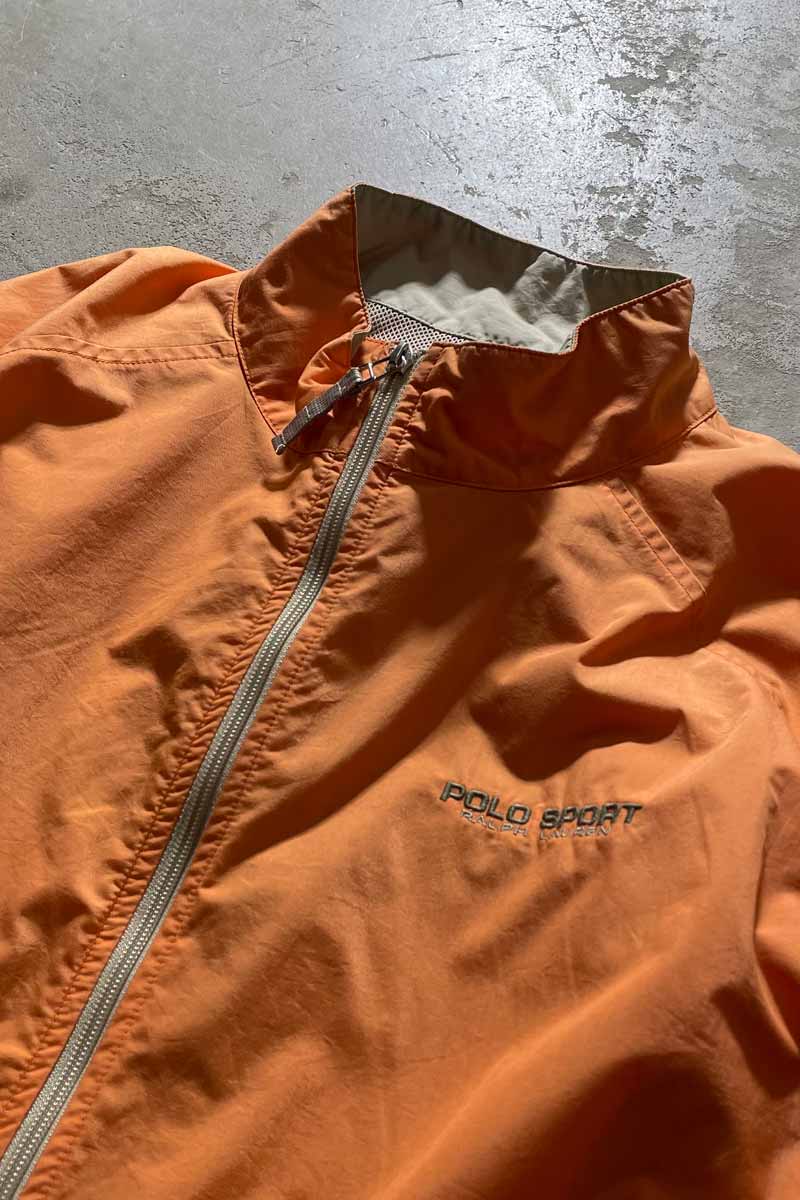 90'S ZIP UP NYLON JACKET / ORANGE [SIZE: XL USED]