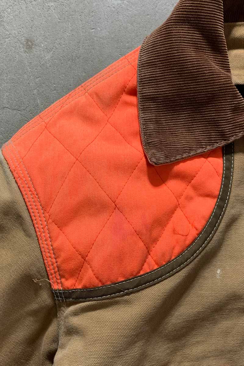 MADE IN USA 80'S CUSTOM DUCK JACKET W/ BLANKET LINER / BEIGE / ORANGE [SIZE: M USED]