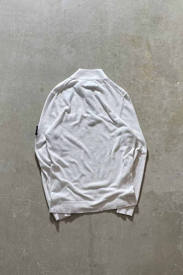 MADE IN ITALY 18SS HALF-ZIP KNIT SWEATER / WHITE [SIZE: L USED]
