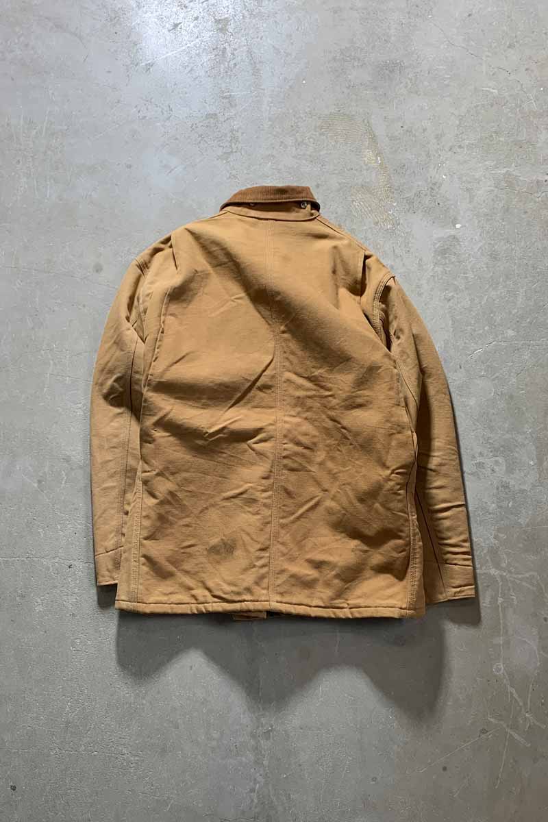 MADE IN USA 90'S ADVERTISING DUCK MICHIGAN CHORE COAT W/BLANKET LINER / BEIGE [SIZE: L USED]