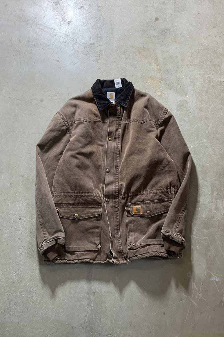 MADE IN USA 90'S DUCK DARPER JACKET W/FLEECE LINER / BROWN [SIZE: L USED]