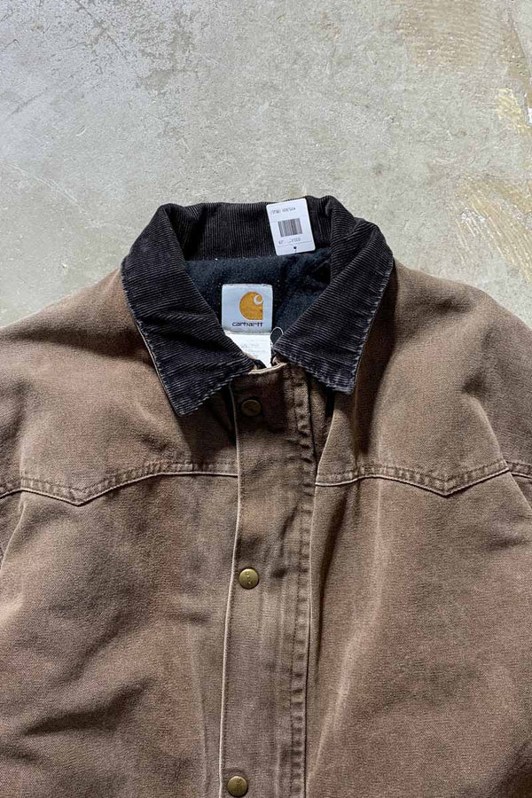 MADE IN USA 90'S DUCK DARPER JACKET W/FLEECE LINER / BROWN [SIZE: L USED]