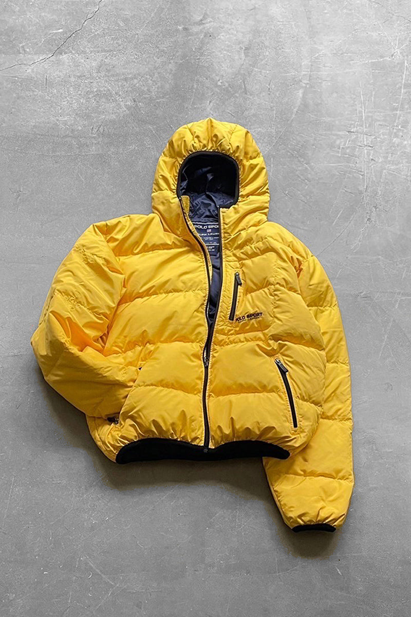 90'S DOWN JACKET / YELLOW [SIZE: M USED]