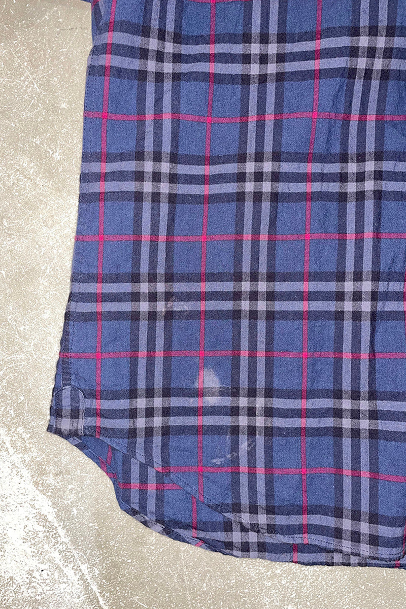 L/S COTTON CHECK SHIRT / GRAY [SIZE: M USED]