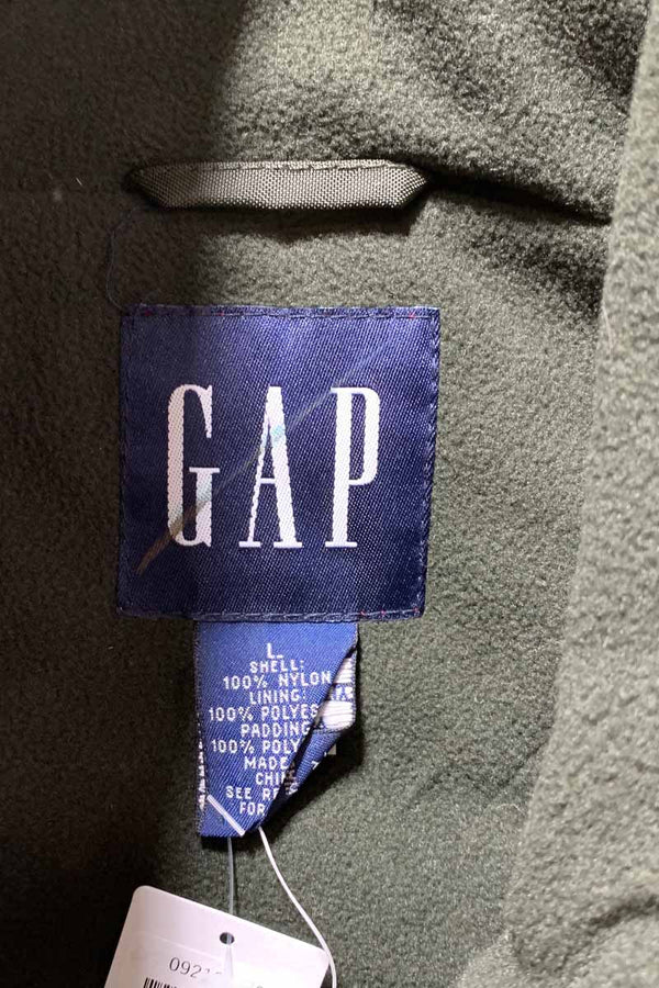 90'S NYLON CARGO VEST W/FLEECE LINER / OLIVE [SIZE: L DEADSTOCK/NOS]