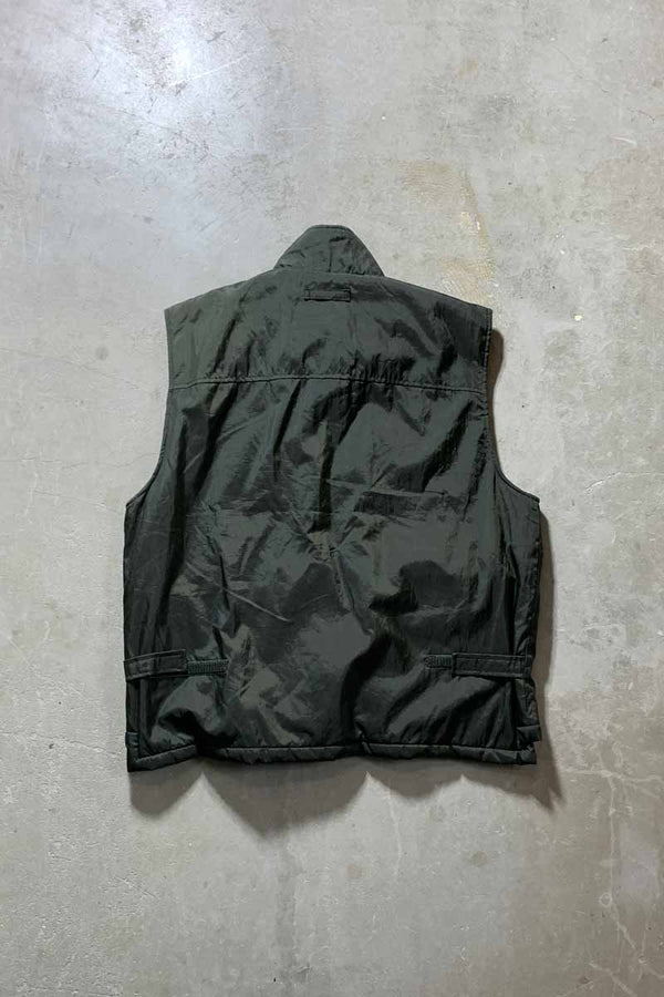 90'S NYLON CARGO VEST W/FLEECE LINER / OLIVE [SIZE: L DEADSTOCK/NOS]